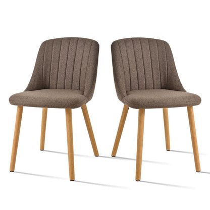 Esszimmerstuhl Braun 2er Set – Polsterstuhl Holzbeine