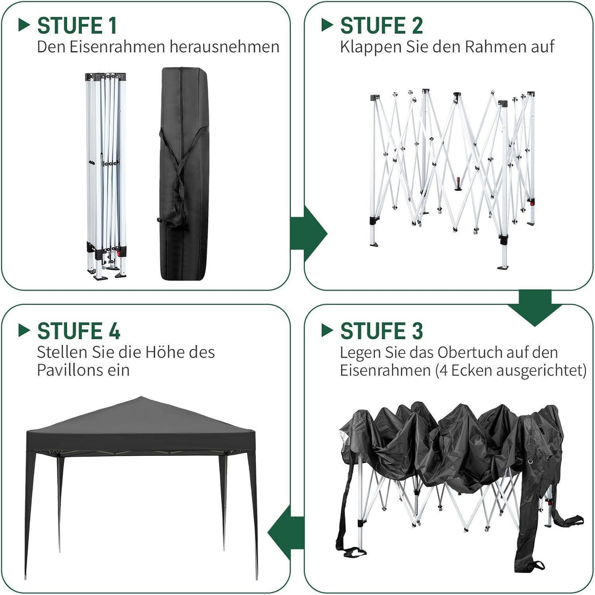 3x3m Faltpavillon mit 4 Seiten – Wasserdicht & UV-Schutz