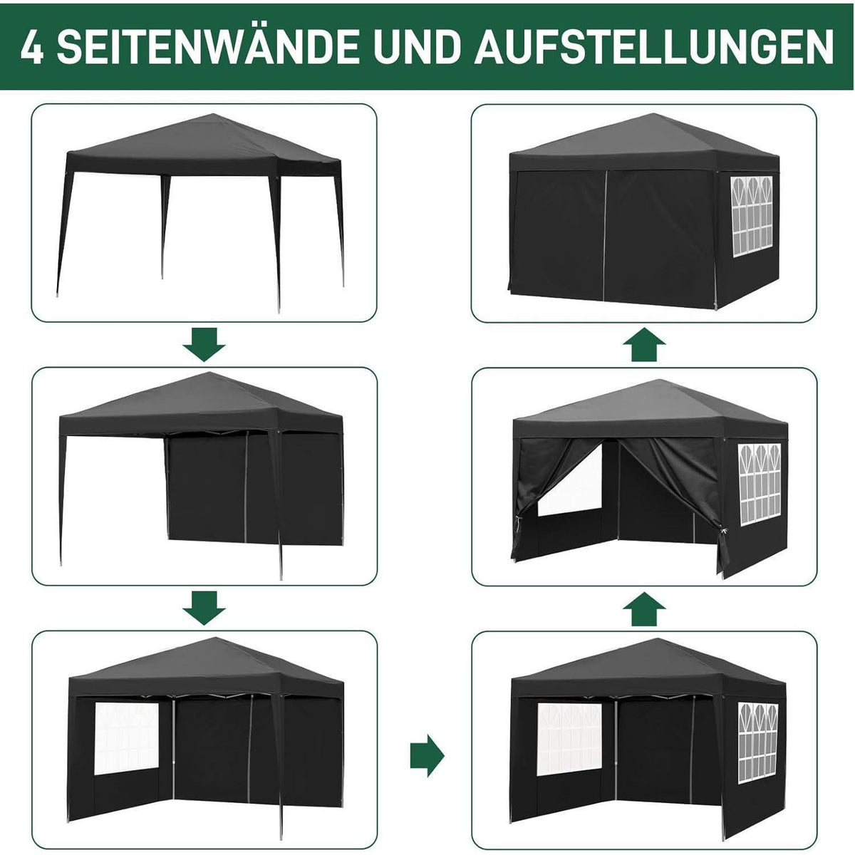 3x3m Faltpavillon mit 4 Seiten – Wasserdicht & UV-Schutz
