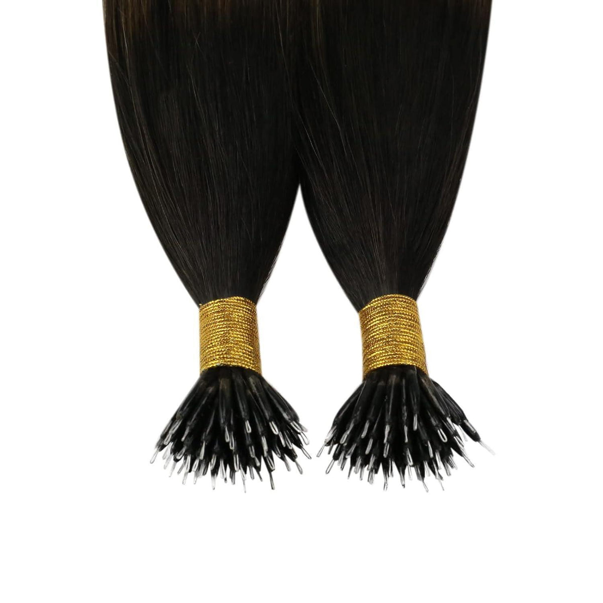 Echthaar Nano Ring Extensions Dunkelbraun Balayage 50cm