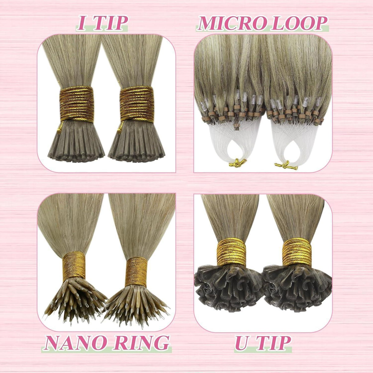 Echthaar Bonding Extensions Blond Ombre 35cm