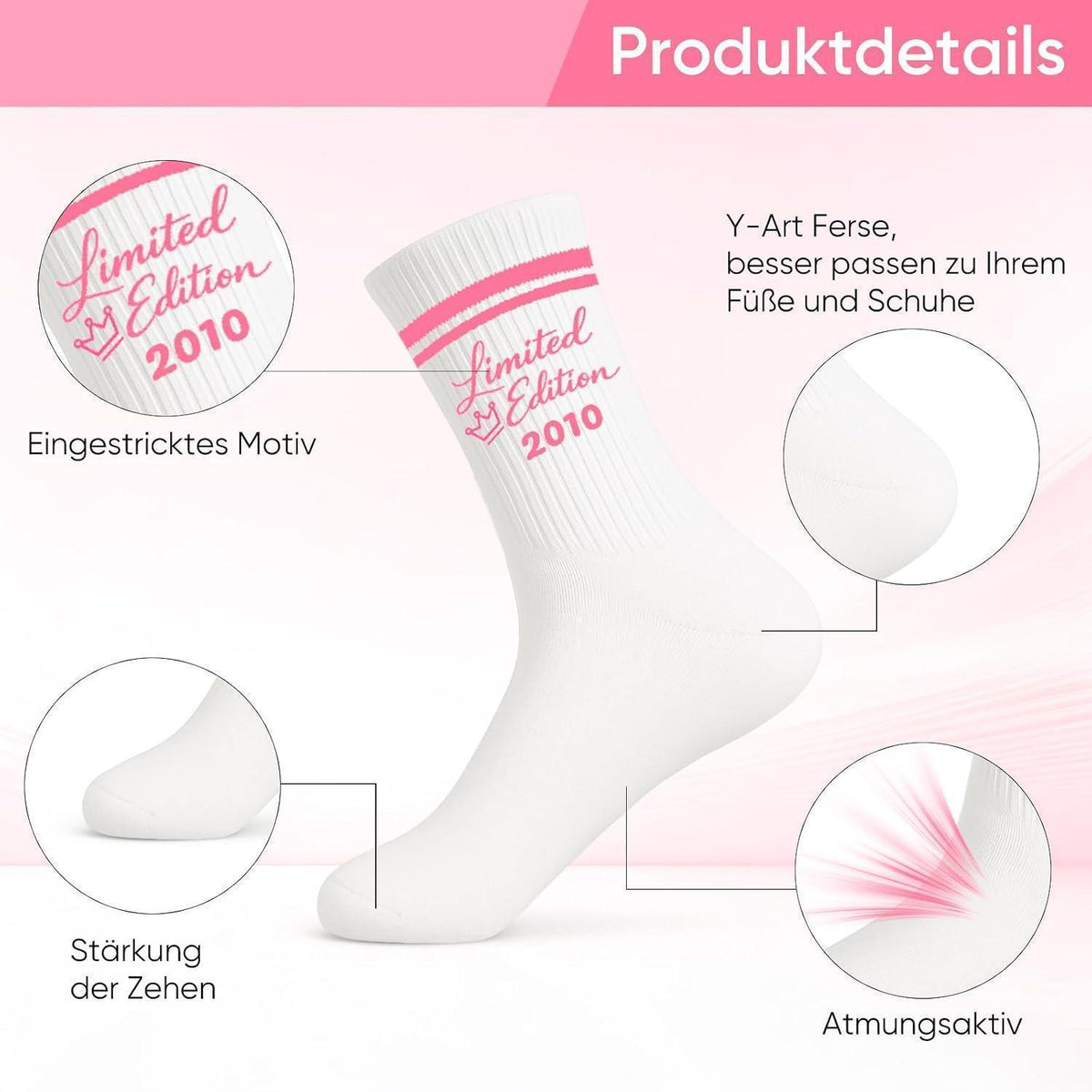 16. Geburtstag Geschenkset Mädchen – Baumwollsocken & Schlüsselanhänger 2010