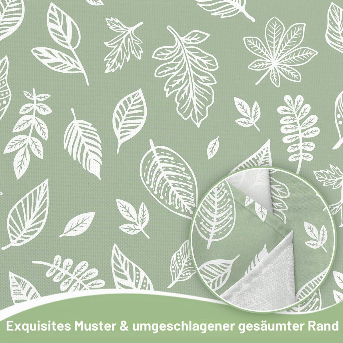 Tischdecke Blätter Salbeigrün 140x200 cm | Frühling Sommer