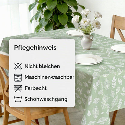Tischdecke Blätter Salbeigrün 140x200 cm | Frühling Sommer