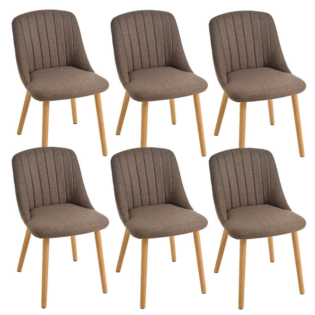 Esszimmerstuhl Braun 6er Set | Polsterstuhl Holzbeine | Ergonomisch