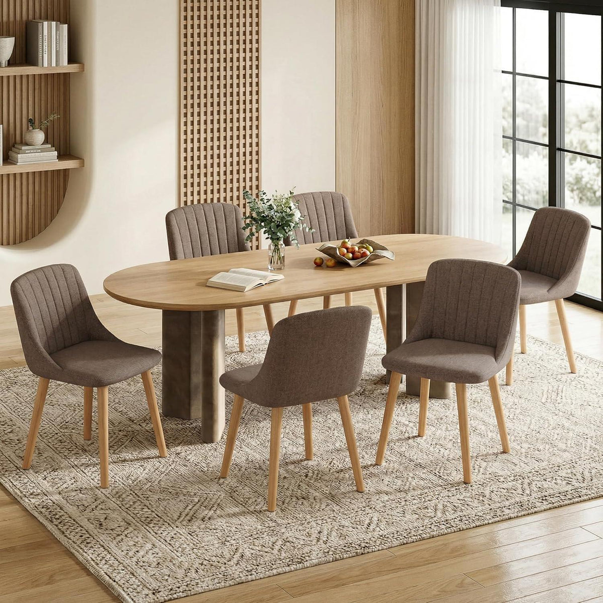 Esszimmerstuhl Braun 6er Set | Polsterstuhl Holzbeine | Ergonomisch