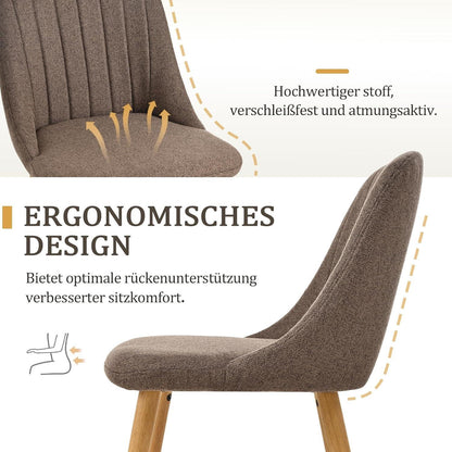 Esszimmerstuhl Braun 6er Set | Polsterstuhl Holzbeine | Ergonomisch