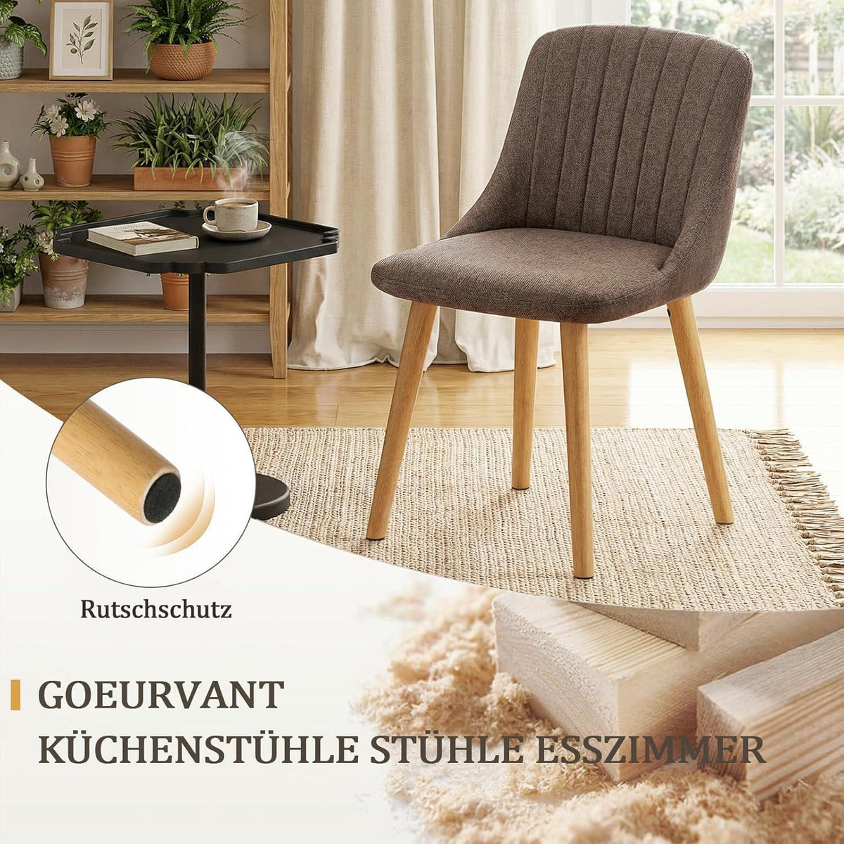 Esszimmerstuhl Braun 6er Set | Polsterstuhl Holzbeine | Ergonomisch
