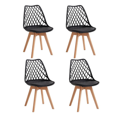 Esszimmerstuhl Set 4er-Pack, Netzrücken, Schwarz