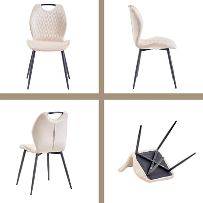 Esstisch Set 140x78cm Holz & 4 Esszimmerstühle Beige/Dunkelbraun
