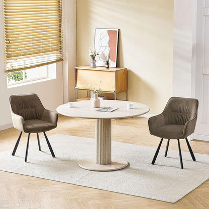 Drehbare Esszimmerstühle 2er Set mit Armlehnen & Kurzflor