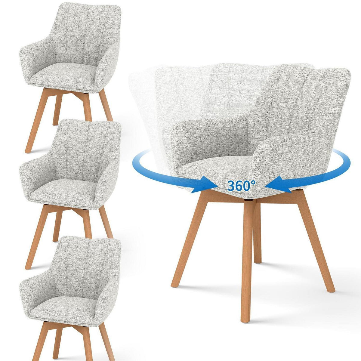 Drehbare Esszimmerstühle 4er Set Beige – Komfortabler Polsterstuhl