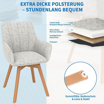 Drehbare Esszimmerstühle 4er Set Beige – Komfortabler Polsterstuhl