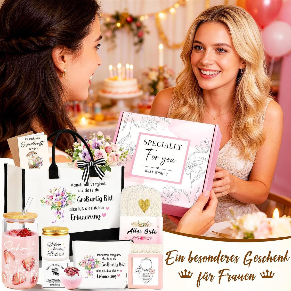 Geschenkset für Frauen – 8tlg. Mutmacher Geschenk mit Grußkarte