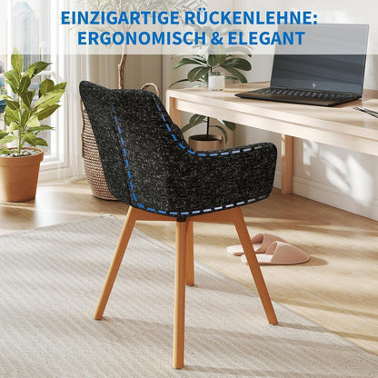 Drehbare Esszimmerstühle 4er Set mit Armlehnen, Schwarz