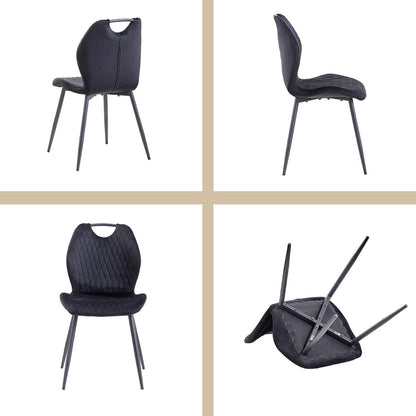 Esstisch Set 140x78cm mit 4 Esszimmerstühlen Dunkelbraun/Schwarz