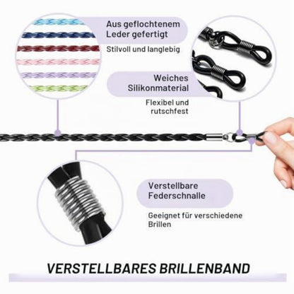10er Set Brillenkette Damen & Herren – Verstellbar & Rutschfest in Lederoptik