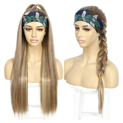 Stirnband Perücke glattes Haar Blond Highlights Synthetisch 26 Zoll