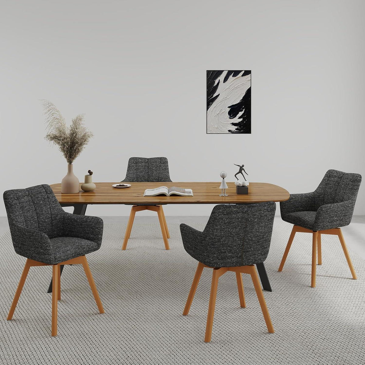 Drehbare Esszimmerstühle 2er Set Grau – Bequeme Polsterstühle