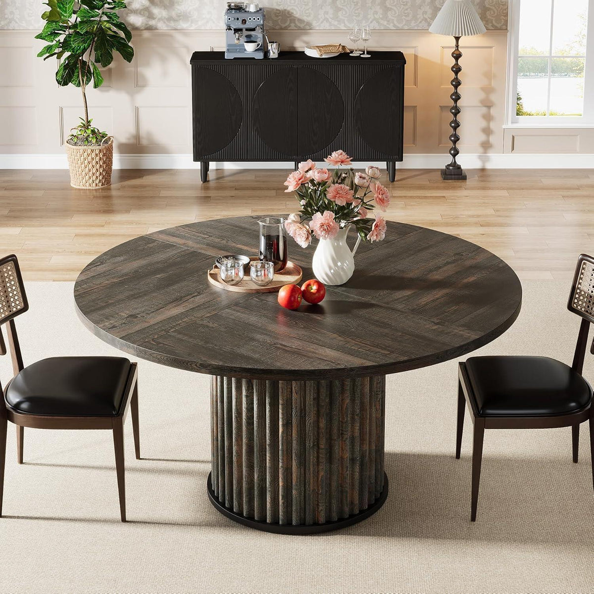 Runder Esstisch 120cm Schwarz – Moderner Esszimmertisch für 4-6 Personen