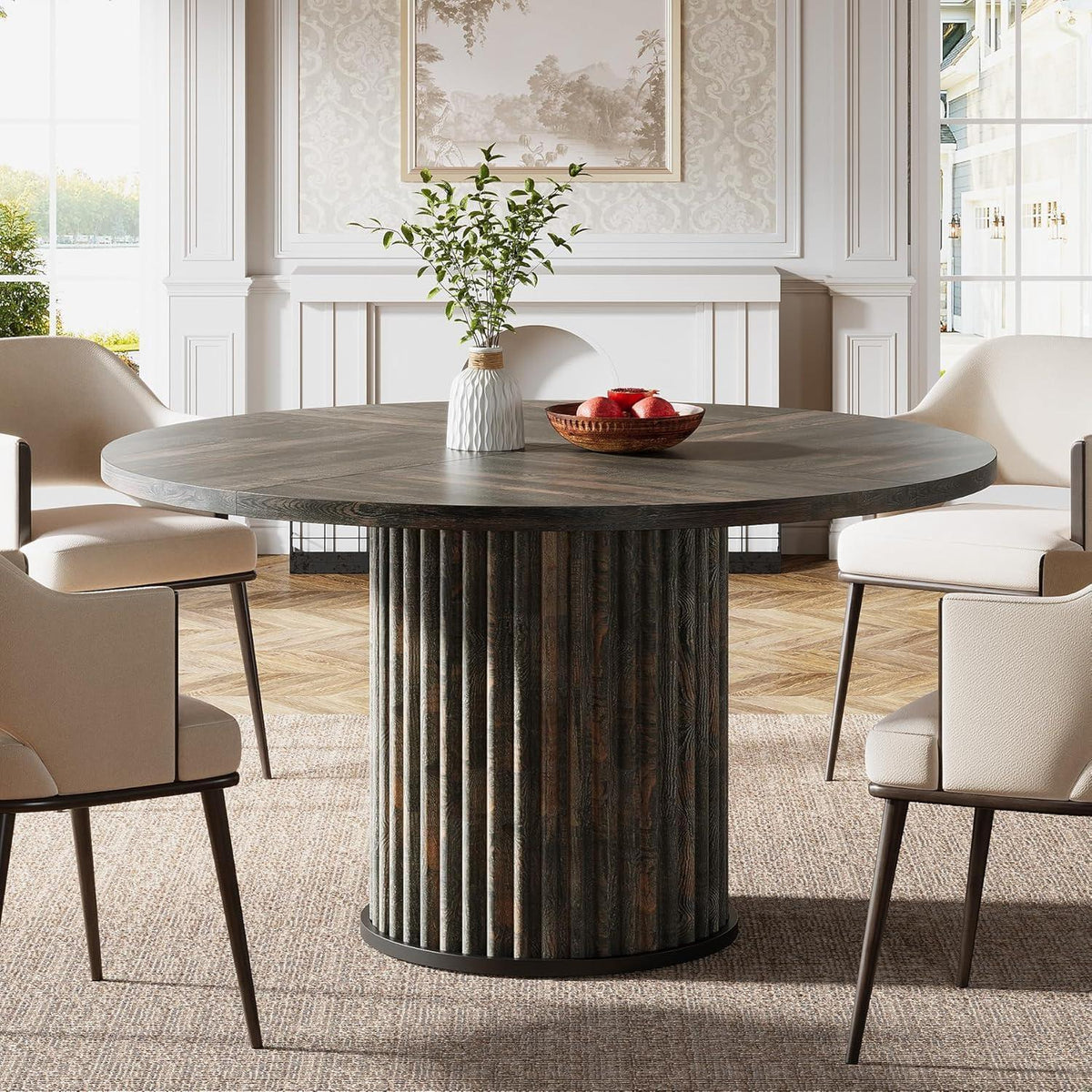 Runder Esstisch 120cm Schwarz – Moderner Esszimmertisch für 4-6 Personen