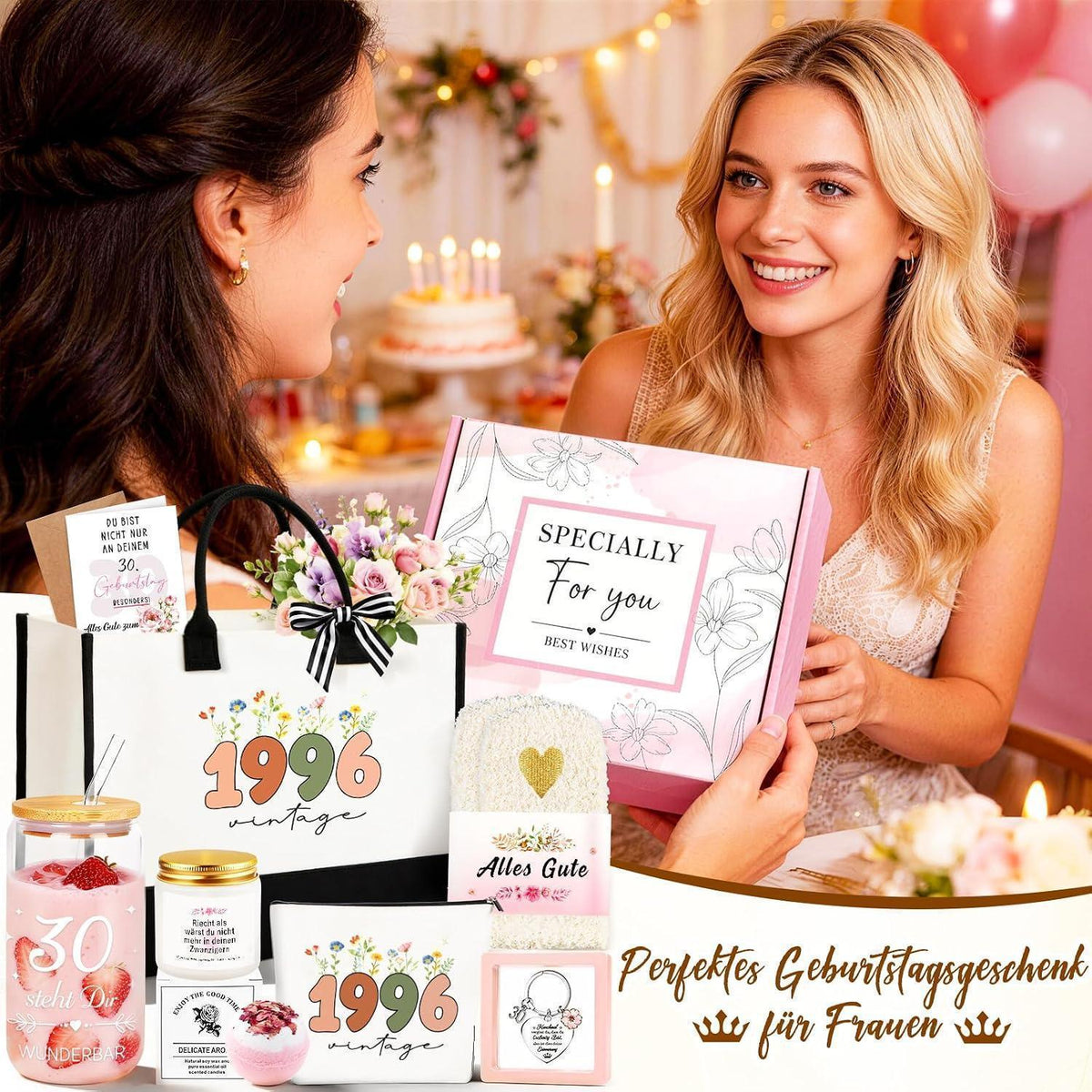 40. Geburtstag Geschenkset Vintage 1986 für Frauen 8tlg.