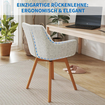 Drehbare Esszimmerstühle 2er Set Beige – Komfortabler Polsterstuhl