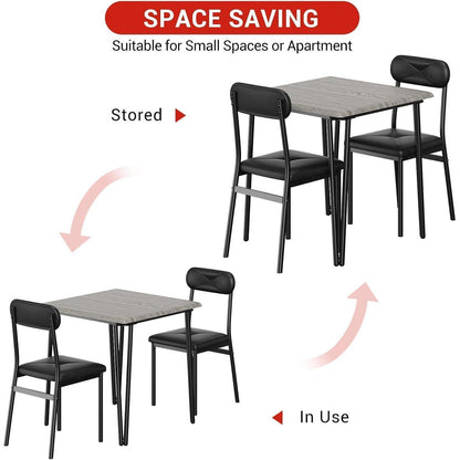 Esszimmer Set für 2 Personen – Grau, Küchentisch mit Stühlen