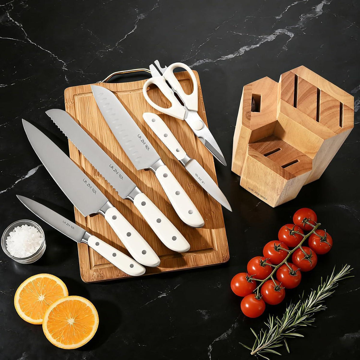 7-teiliges Küchenmesser-Set Edelstahl mit Block