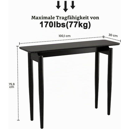 Schmaler Konsolentisch Holz Schwarz – 100x30x76 cm