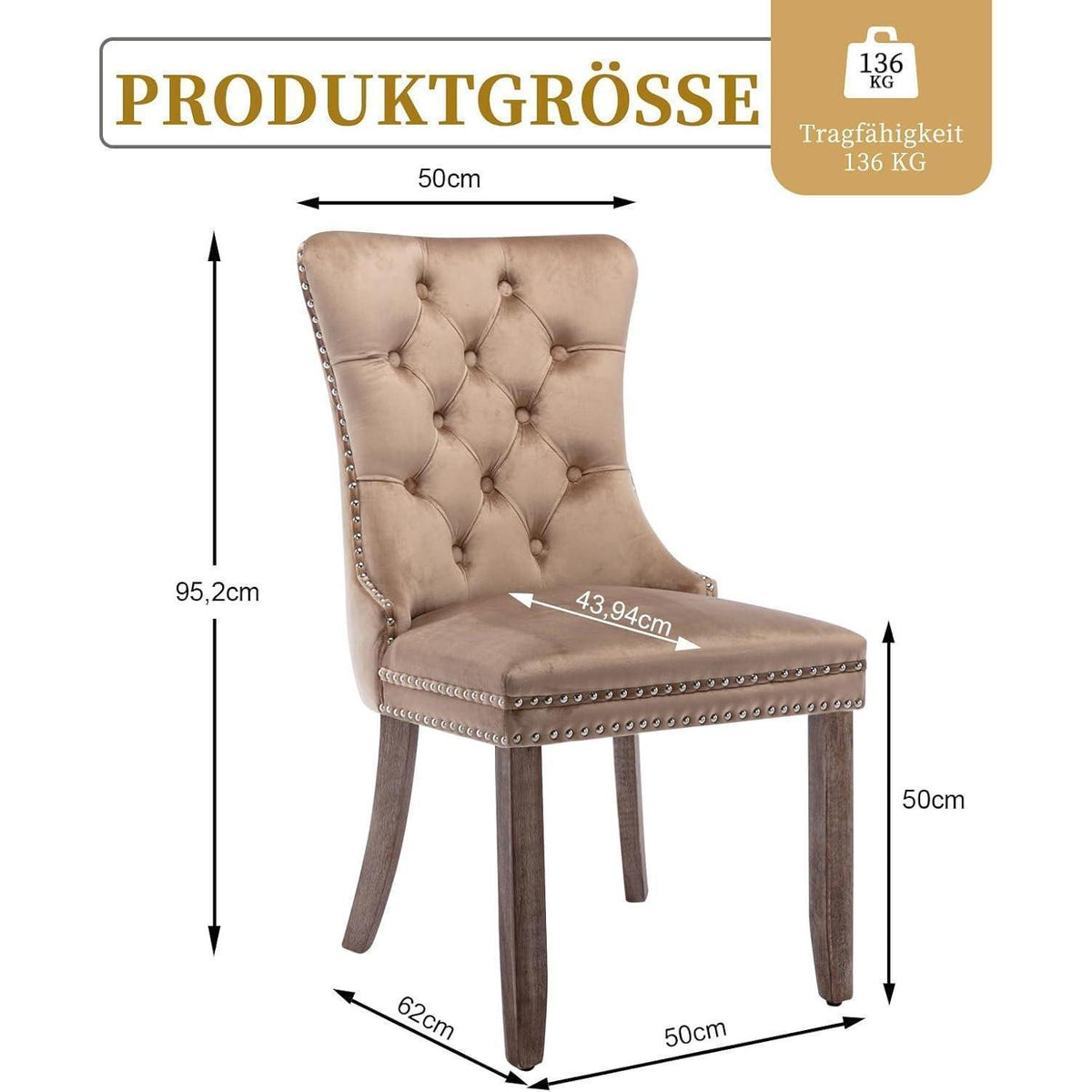 8x Samt Esszimmerstühle mit Massivholzbeinen – Modern & Komfortabel