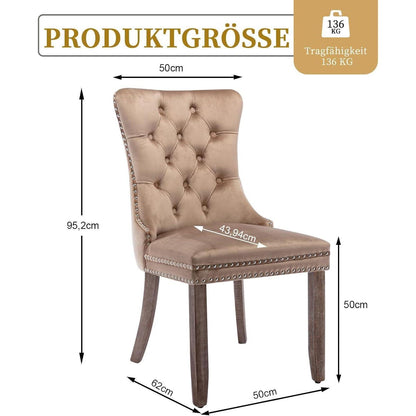 Samt Esszimmerstühle 6er Set mit Massivholzbeinen