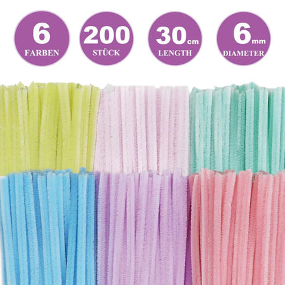 200 Pfeifenreiniger bunt – Bastelset für Kinder & DIY Projekte
