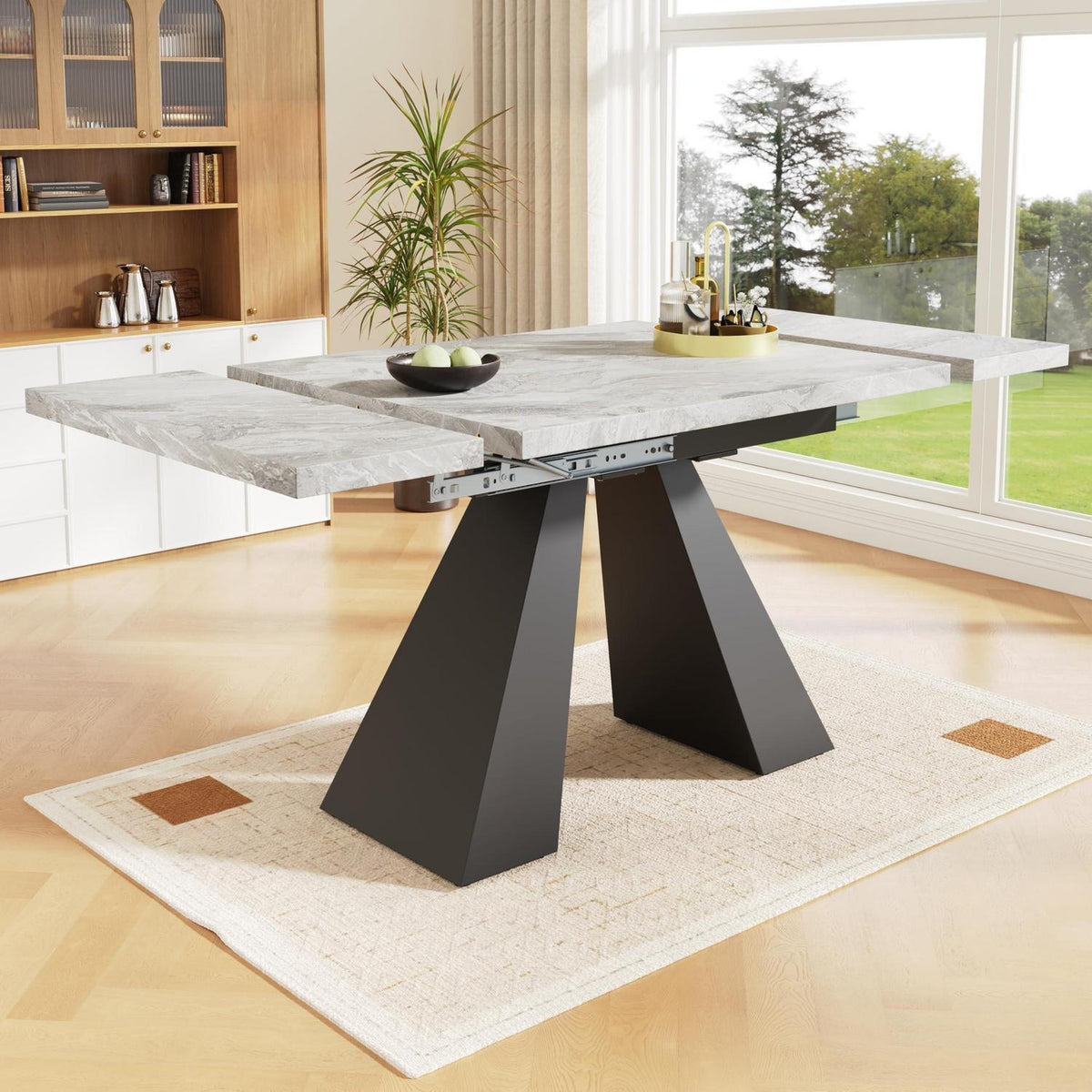 Ausziehbarer Esstisch 99-159cm – Esszimmer Tisch mit Marmor Optik