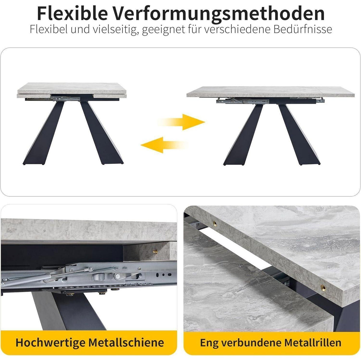 Ausziehbarer Esstisch 99-159cm – Esszimmer Tisch mit Marmor Optik