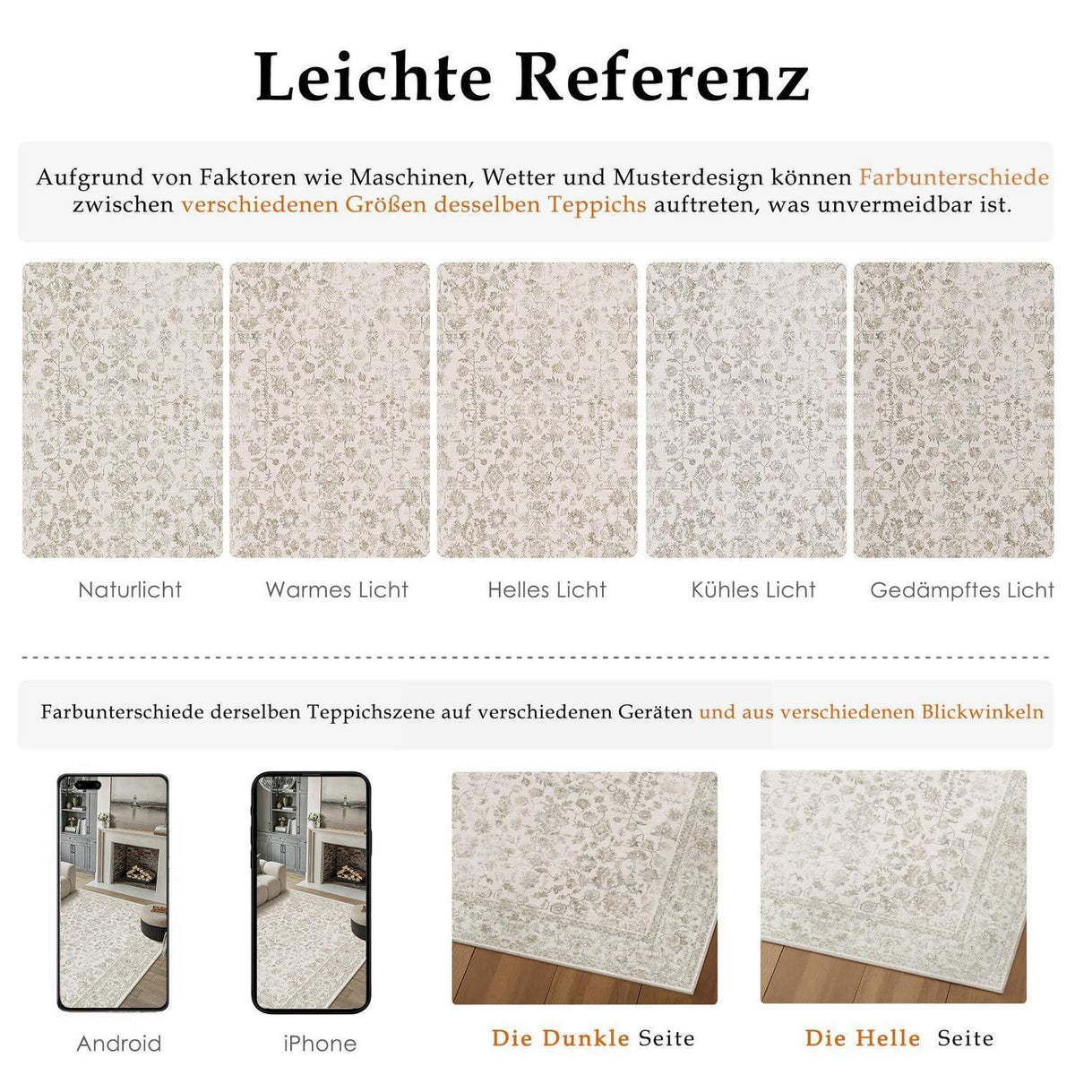 Creme Teppich Wohnzimmer 160x230cm – Waschbar & Rutschfest