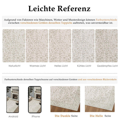 Creme Teppich Wohnzimmer 160x230cm – Waschbar & Rutschfest