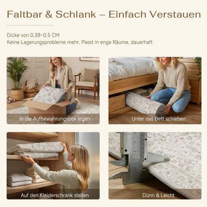 Creme Teppich Wohnzimmer 160x230cm – Waschbar & Rutschfest