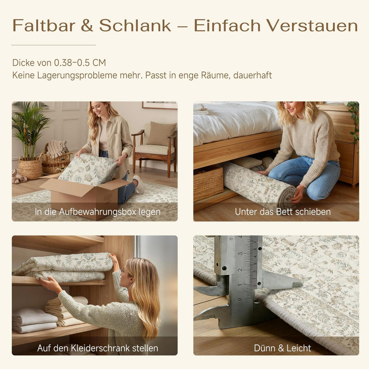 Waschbarer Teppich Wohnzimmer 200x300cm Teebraun Light