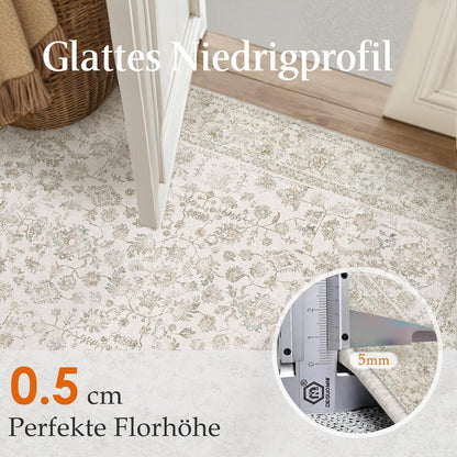 Creme Teppich Wohnzimmer 240x300cm – Waschbar & Rutschfest