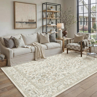 Waschbarer Teppich Wohnzimmer 160x230cm Teebraun Light