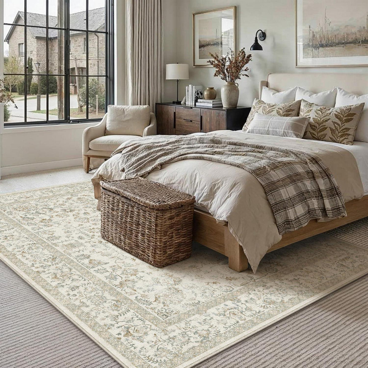 Waschbarer Teppich Wohnzimmer 160x230cm Teebraun Light