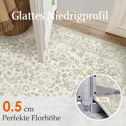Waschbarer Teppich Wohnzimmer 160x230cm Teebraun Light