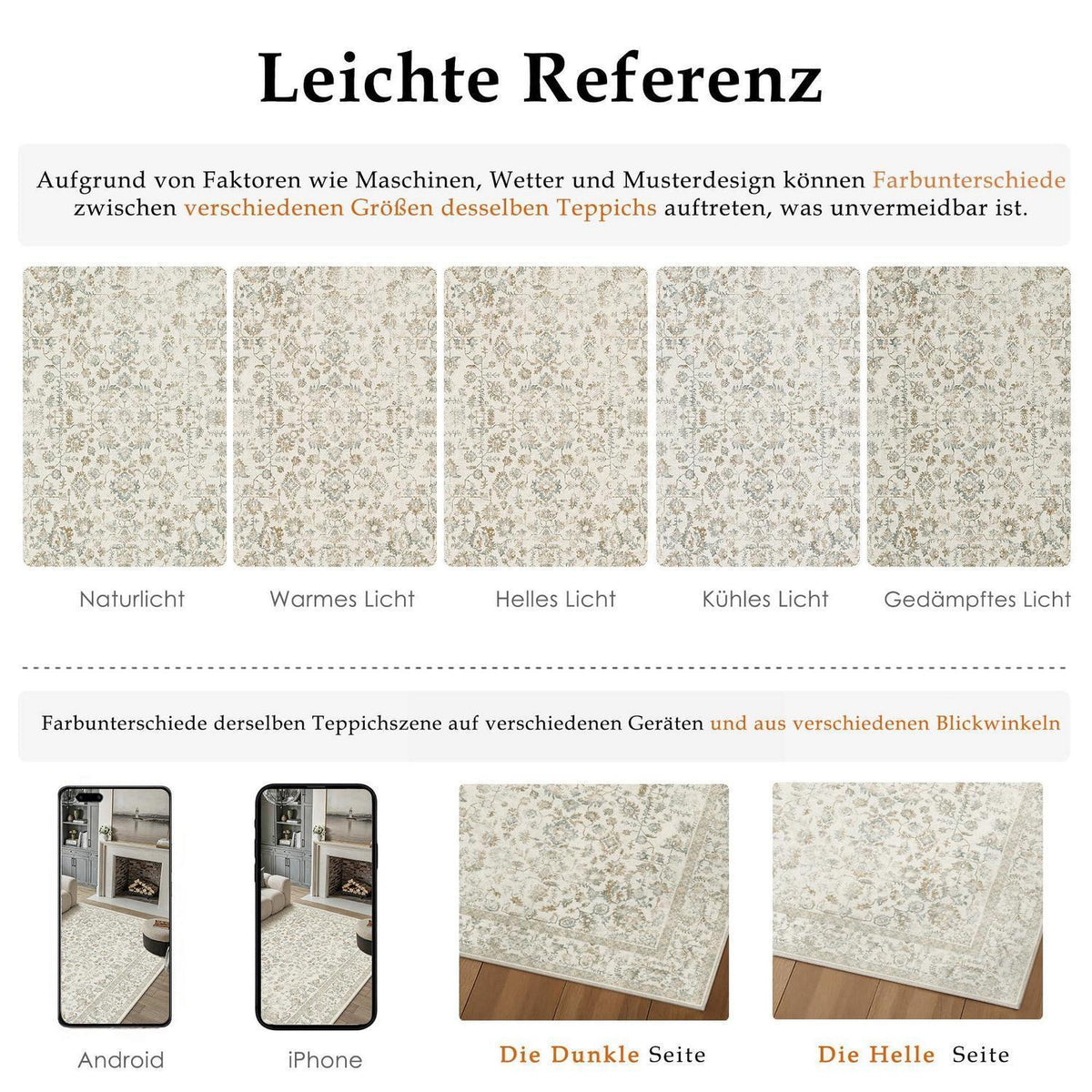 Waschbarer Teppich Wohnzimmer 160x230cm Teebraun Light
