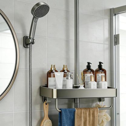 Duschablage Ohne Bohren für Duschstange – Shampoo Halterung Badezimmer Organizer