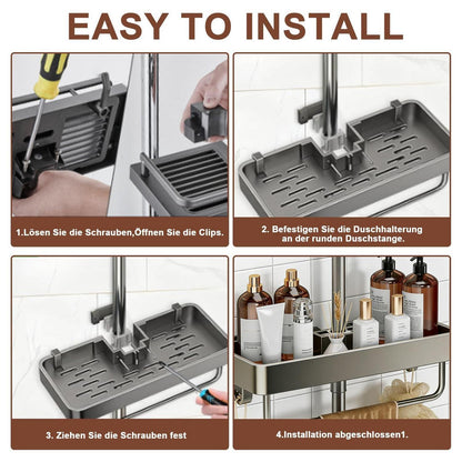 Duschablage Ohne Bohren für Duschstange – Shampoo Halterung Badezimmer Organizer