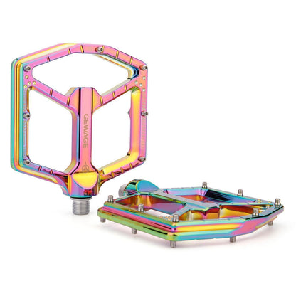 MTB Pedale Profi-Edition – CNC Aluminium, Ultraflach, Rainbow Glossy