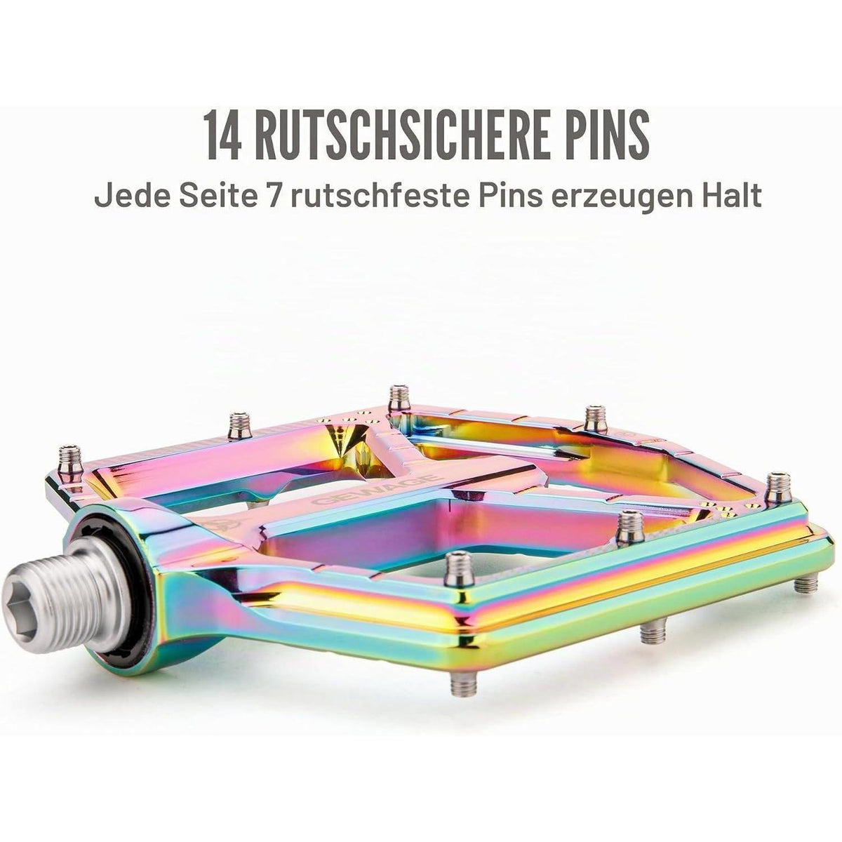 MTB Pedale Profi-Edition – CNC Aluminium, Ultraflach, Rainbow Glossy