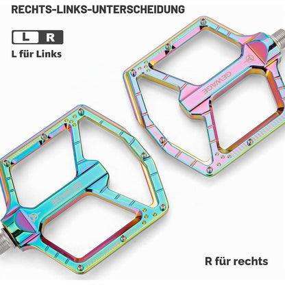 MTB Pedale Profi-Edition – CNC Aluminium, Ultraflach, Rainbow Glossy