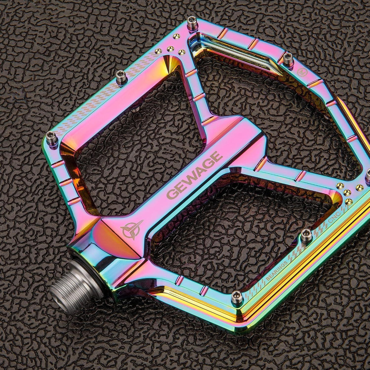 MTB Pedale Profi-Edition – CNC Aluminium, Ultraflach, Rainbow Glossy